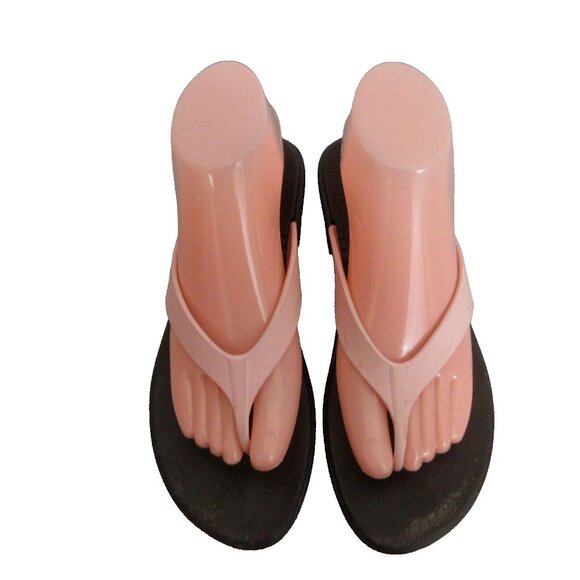 Okabashi Womens Size M/L Pink Flip Flops Thong Comfort Spa Sandals Made In USA - Picture 1 of 7